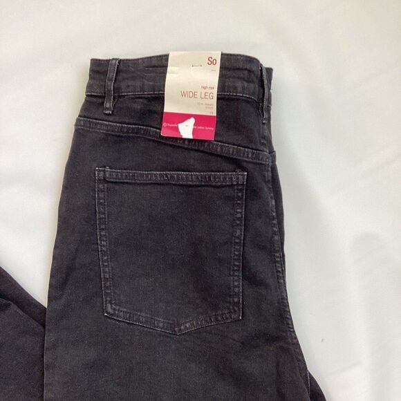 SO High Rise Wide Leg Jeans 32” Inseam Size 15 Black NWT - Picture 6 of 6